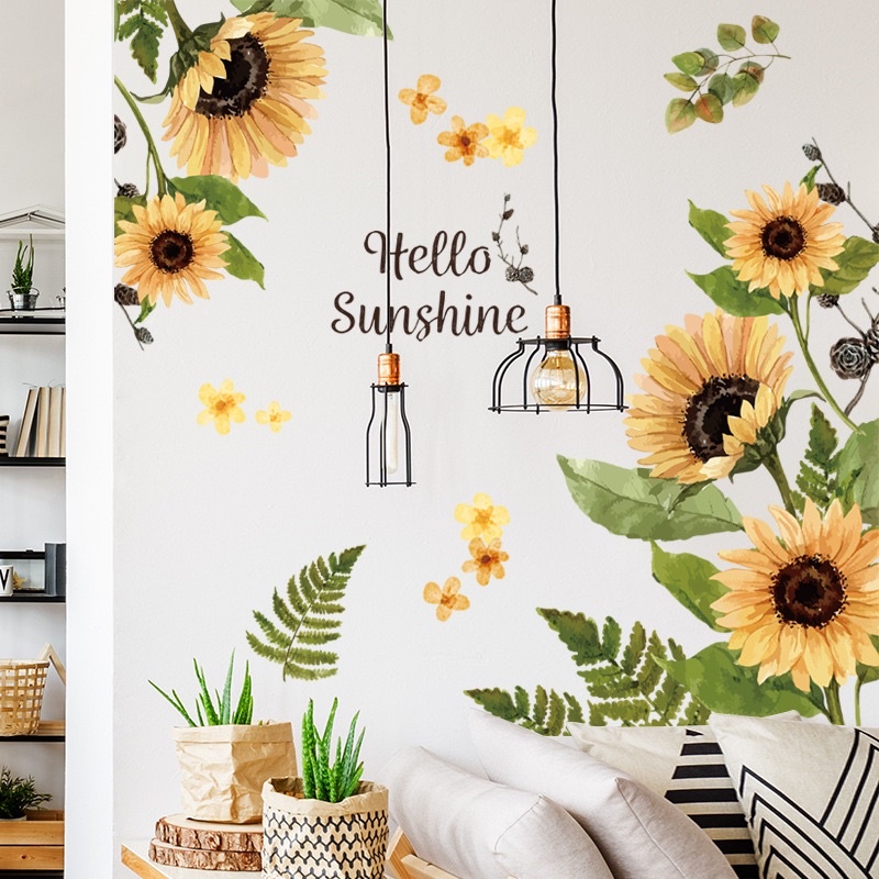 Decal Dán Tường Mẫu hoa Hướng dương 2 chùm ( kt 1m2 *1m)