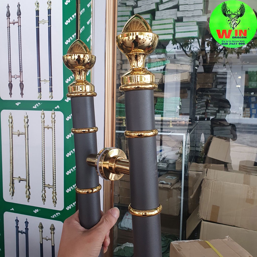 Tay nắm cửa inox màu nâu cafe giống mà nhôm xingfa,Tay cầm cửa chính,Tay búp sen