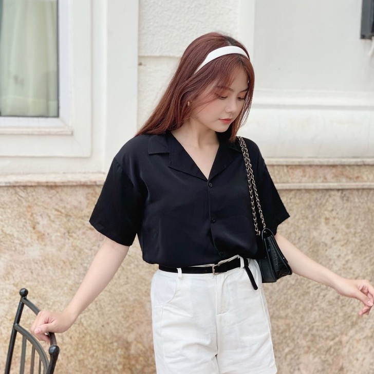 Áo sơ mi nữ tay ngắn FM Style chất Cotton cao cấp, sơ mi form rộng công sở, hiện đại - quý phái 220214006 | BigBuy360 - bigbuy360.vn