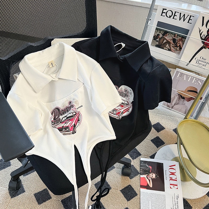 Áo polo Ngắn Tay Cột Dây Thời Trang Mùa Hè Cho Nữ