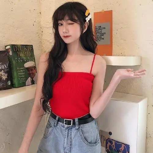 Áo hai dây ZHELIHANGFEI vải dệt kim quyến rũ thời trang dành cho nữ