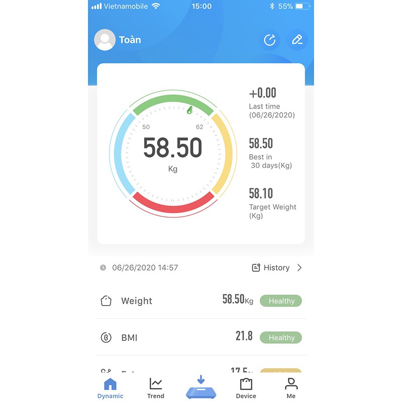 (Tbyt Hào Anh)Cân Điện Tử Kết Nối Bluetooth Thông Minh Phân Tích Cân Nặng, Tỷ Lệ Mỡ Sức Khỏe + Dây thước đo