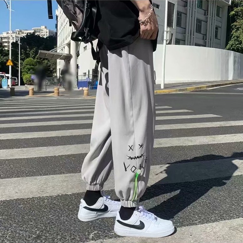 Quần ống rộng in họa tiết hoạt hình phong cách Hàn Quốc thời trang cho nam