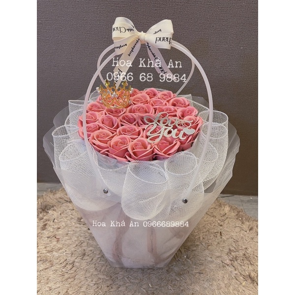 [Kèm túi,thiệp,chữ] Bó hoa sáp 30bông (hoa sáp 4 lớp cao cấp). Ship hoả tốc HN