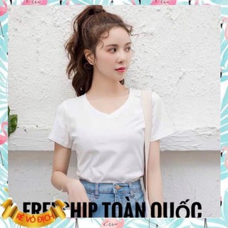 [ MUA NGAY - SP HAY ] Áo Phông Nữ, Áo Thun Nữ Cổ Tim Hàn Quốc 100% Cotton Mềm, Mát Mặc Mùa Hè Phối Quần, Chân Váy