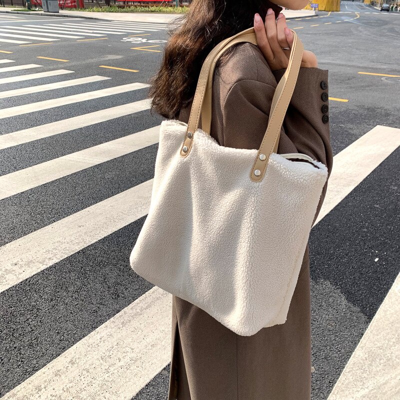 Túi Xách Lông Giả Mềm Mại Cỡ Lớn 2022 Thời Trang Mùa Đông Cho Nữ