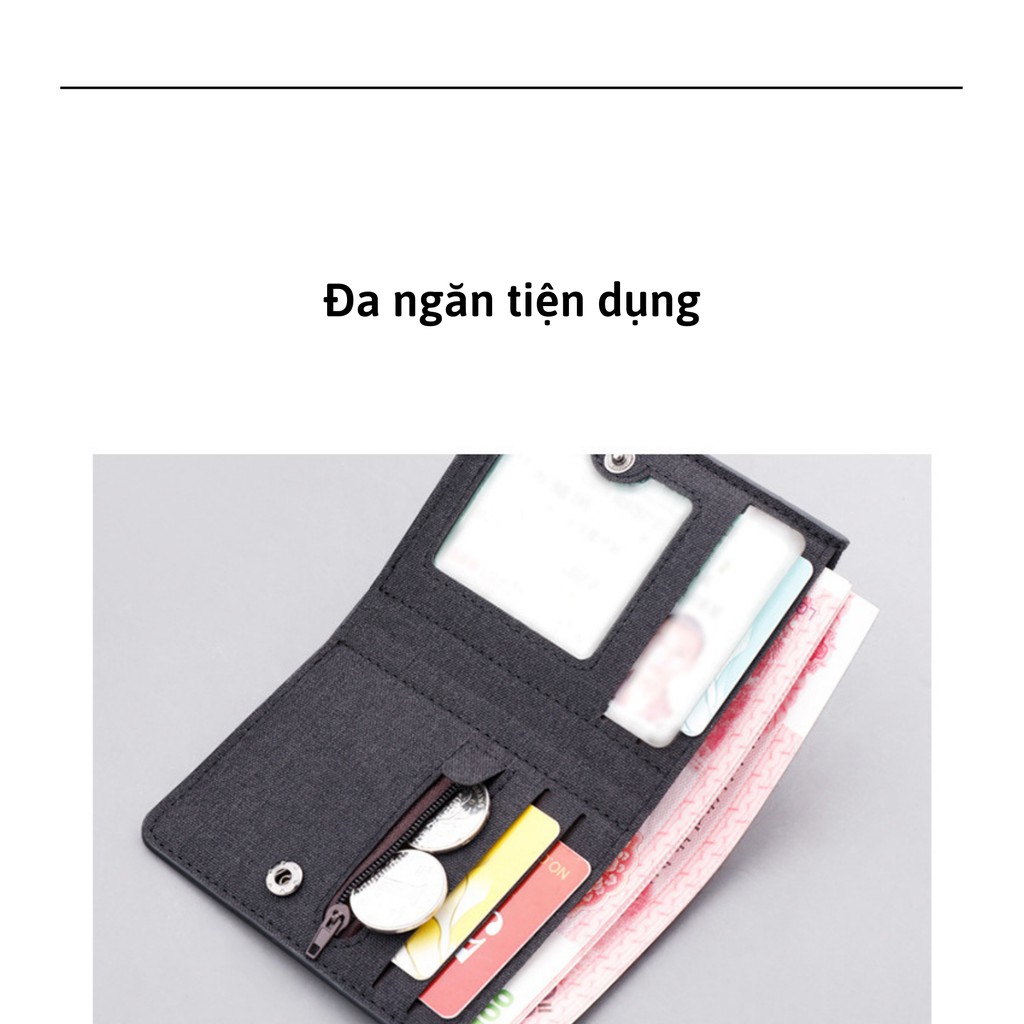 Ví vải canvas nam nữ dáng đứng LETIS VI09, bóp tiền thẻ nhỏ gọn tiện dụng màu cơ bản đơn giản chất liệu vải cao cấp