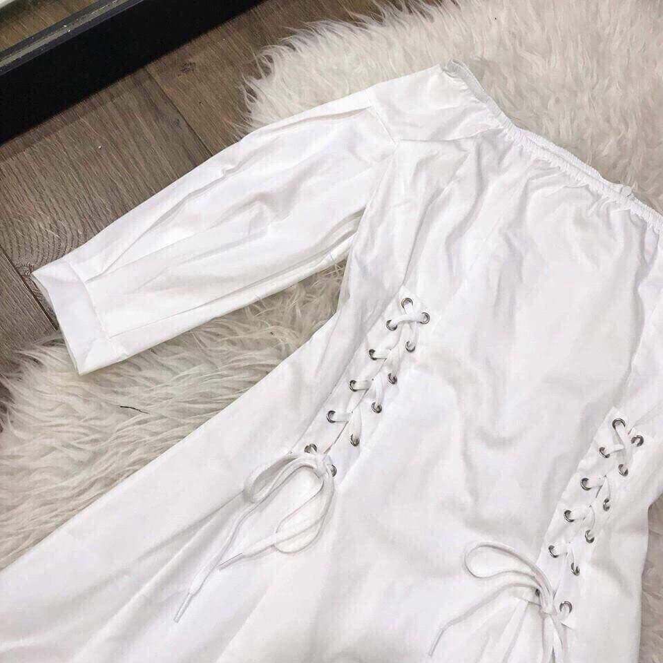 [ KÈM ẢNH THẬT ] ĐẦM TRỄ VAI TRẮNG ĐAN DÂY EO | BigBuy360 - bigbuy360.vn