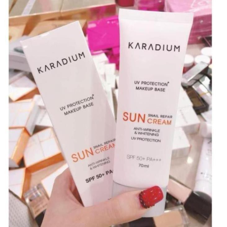 Kem chống nắng nâng tone hàn quốc / Kem Chống Nắng Karadium  Snail Repair Sun Cream SPF 50+ PA+++ 70mL