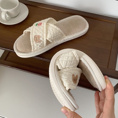 Dép cotton Lanh Thấm Hút Mồ Hôi Thoải Mái Bốn Mùa