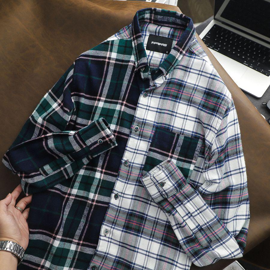 Áo Sơ Mi Nam Dubin Phối Họa Tiết Caro Hai Màu Chất Vải Flannel Mềm Mịn Phong Cách Trẻ Trung Form Chuẩn - FAPAS