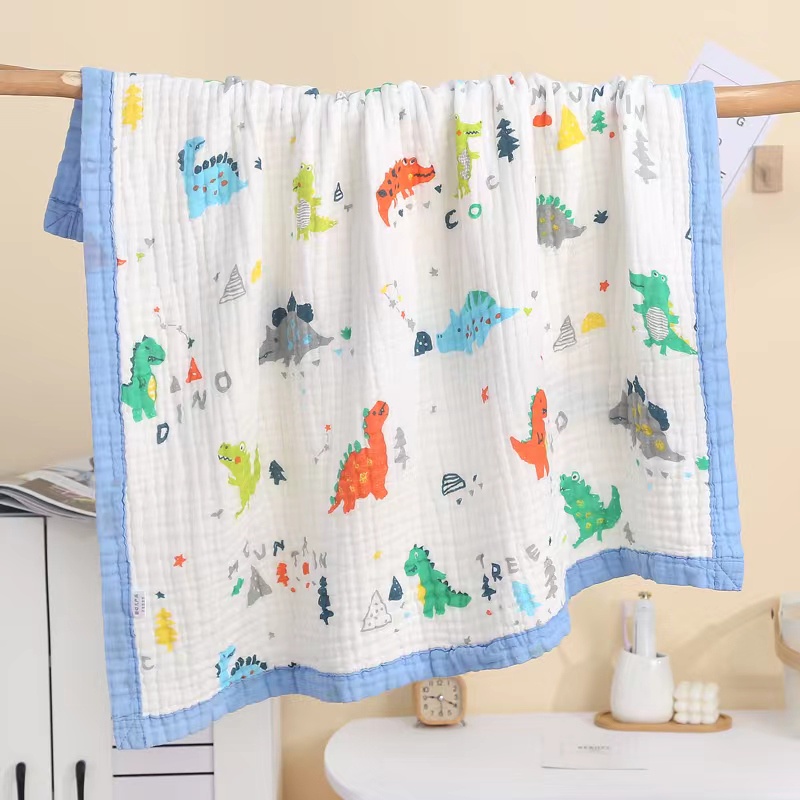 Khăn tắm cho bé xô 6 lớp bo viền không xổ bông hoạ tiết bé trai / bé gái dùng từ sơ sinh đến lớn