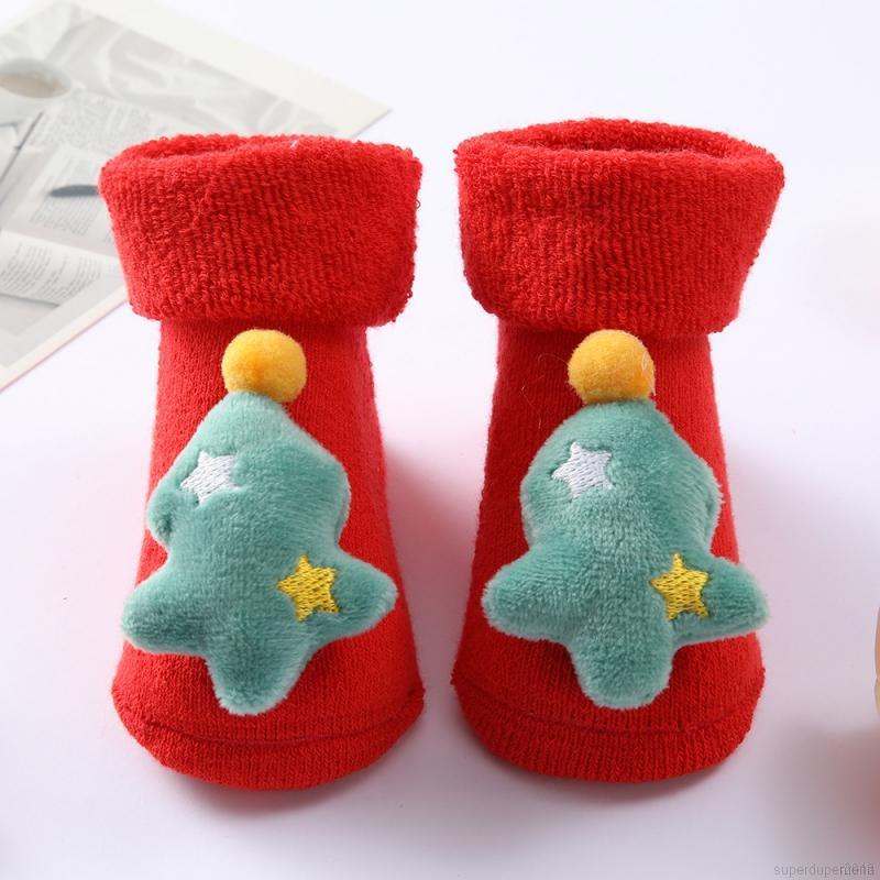 Vớ cotton họa tiết giáng sinh dễ thương cho trẻ sơ sinh