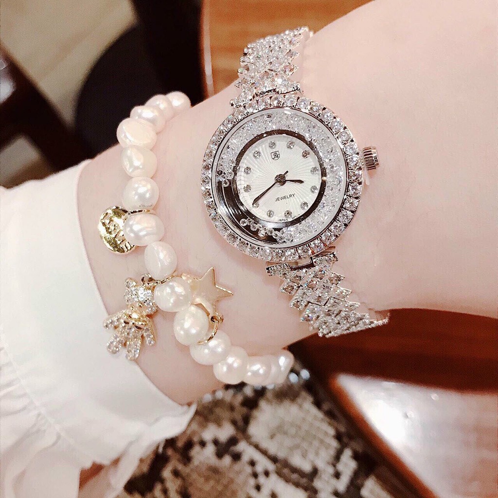 Đồng hồ nữ Royal crown | đồng hồ nữ Authentic mặt đá lăn đính đá cao cấp Full Box