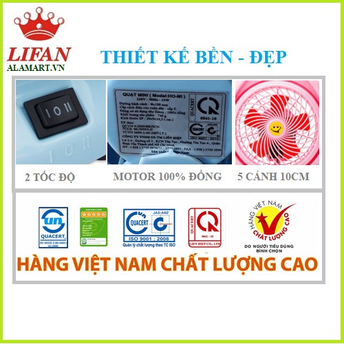 [Mã ELHA22 giảm 5% đơn 300K] QUẠT HỘP MINI LIFAN HO-MI (MÀU XANH DƯƠNG)