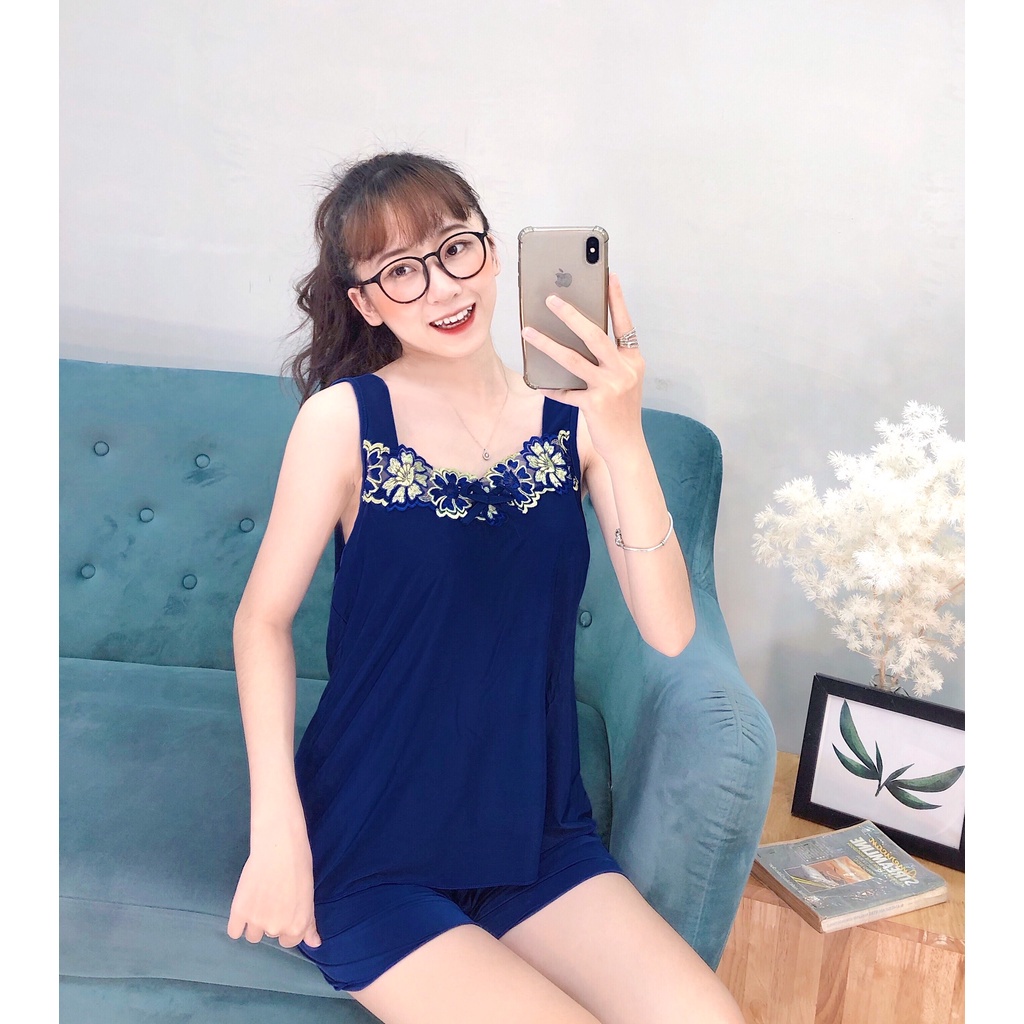 Đồ Bộ Nữ, Bộ Đùi Thun Lụa Lạnh Mát Đanh Phối Ren Lưới Hàng Loại 1 Cao Cấp - D4