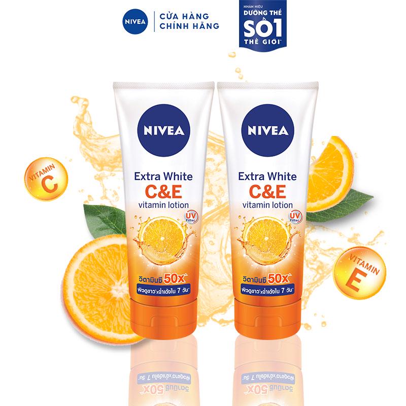 Bộ đôi sữa dưỡng thể dưỡng trắng Nivea Extra White C&amp;E Vitamin Lotion 180ml/chai