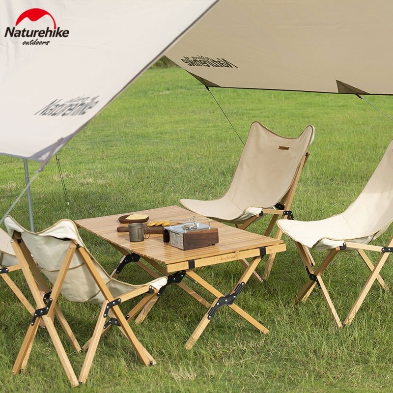 Ghế xếp cắm trại gấp gọn vintage khung gỗ Glamping Naturehike NH19JJ008