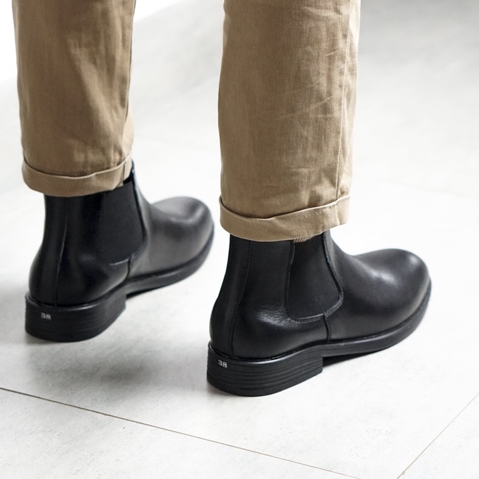 Giày da nam chelsea cổ lửng da bò thật có hai màu đen , vàng bò bảo hành 12 tháng