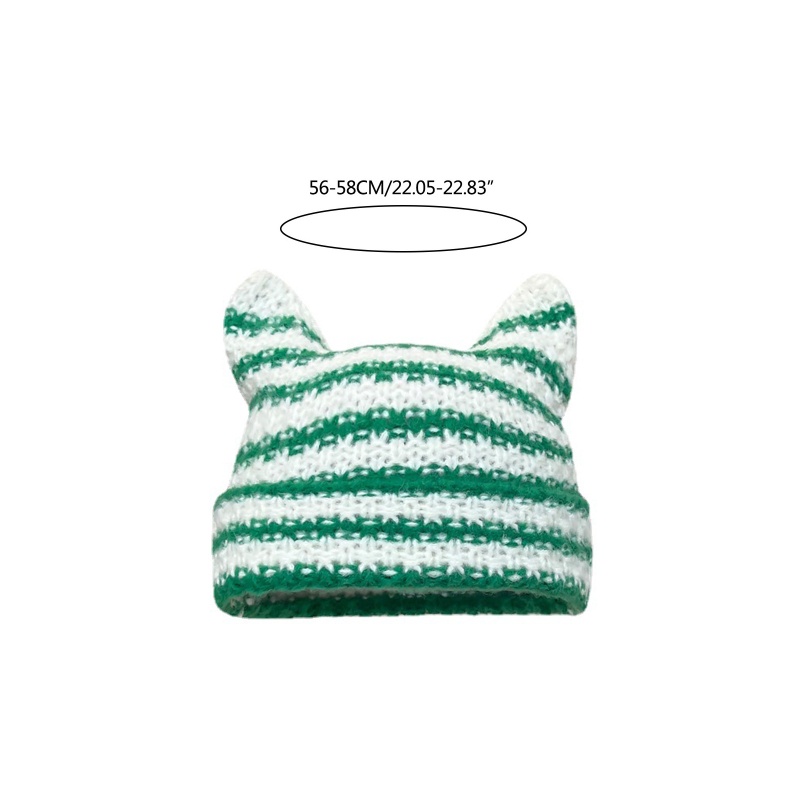 Mũ Beanie Dệt Kim Phối Sừng Thỏ Dễ Thương Cho Nữ