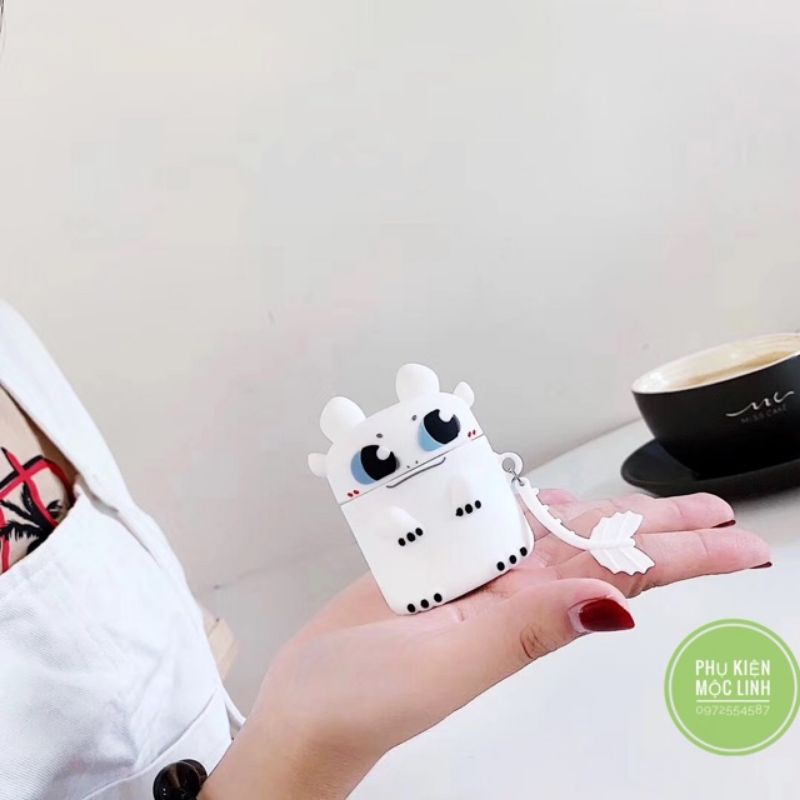 Tặng kèm móc treo- Case airpod 1 2 3 Pro Rồng Light Fury Night Fury Vỏ bao ốp Airpods silicon tai nghe không dây