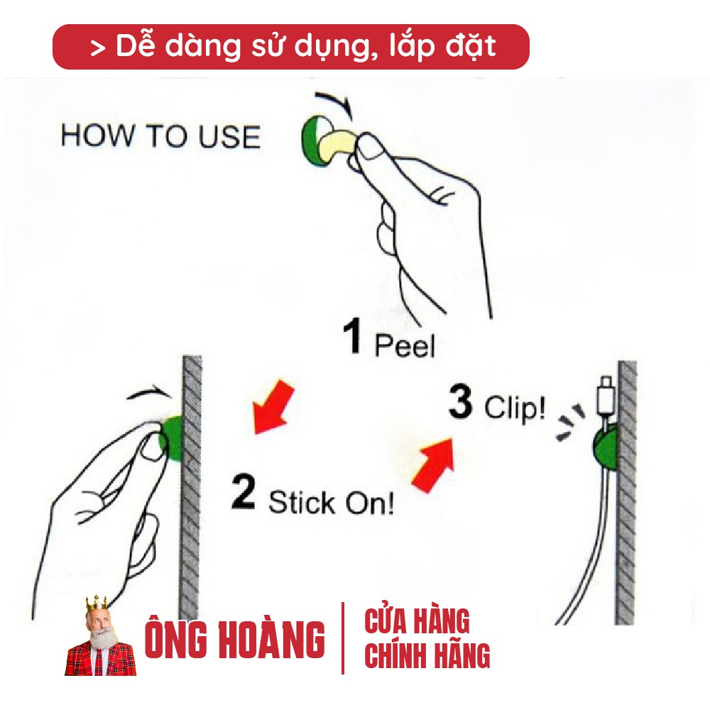 Kẹp giữ cáp sạc, dây điện, dây bàn phím, chuột gọn gàng chống rối, keo 3m chắc chắn