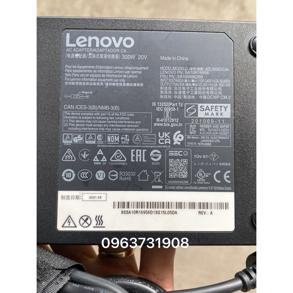 Adapter sạc laptop lenovo 20V-15.0A 300W bản gốc lenovo cung cấp