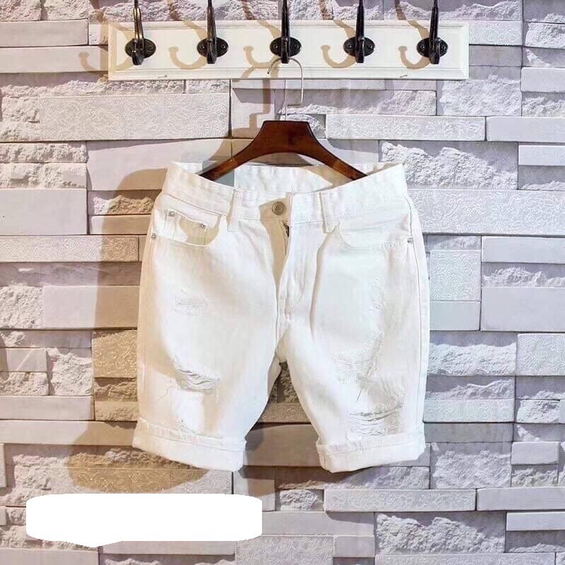 Quần Nam 💝FREESHIP💝 Giảm Giá 50k Khi Nhập [SUPIEVOL]  Quần Short Jean Nam Trắng Rách Đơn Giản Jean Dày Dặn Capo Cấp | WebRaoVat - webraovat.net.vn