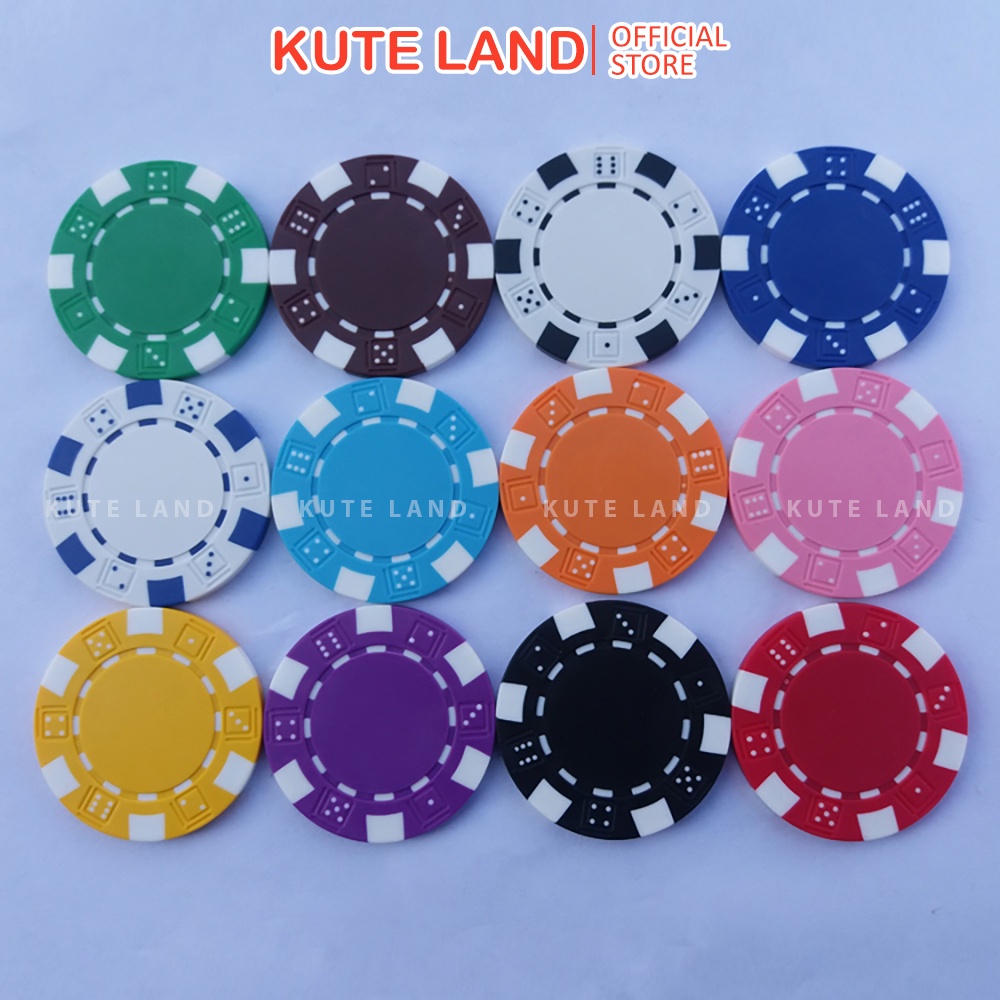 Chip Poker không số chơi theo màu Poker Club loại tiêu chuẩn 3 lớp 14 gram đầy đủ loại số PKC3