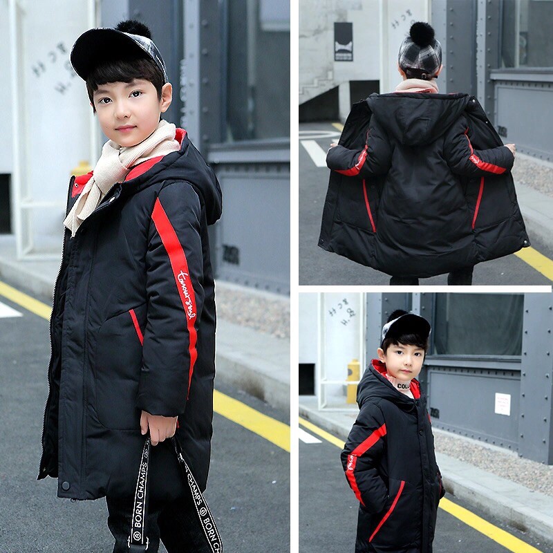 Áo Khoác Phao rằn ri Bé Trai 17-55kg Phong Cách Hàn Quốc