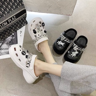 [ SẴN TRẮNG 37/38, ĐEN 37/38, 39/40]  Dép Cross đính đá ảnh thật ở cuốiN