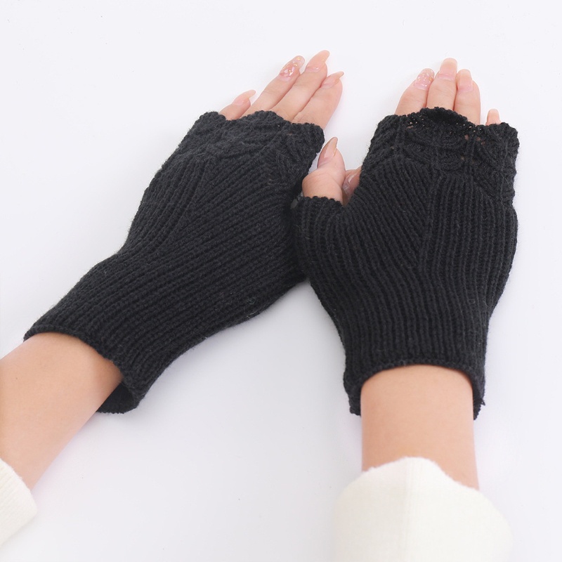 Găng Tay Len Hở Ngón Màu Sắc Thời Trang Cho Nữ