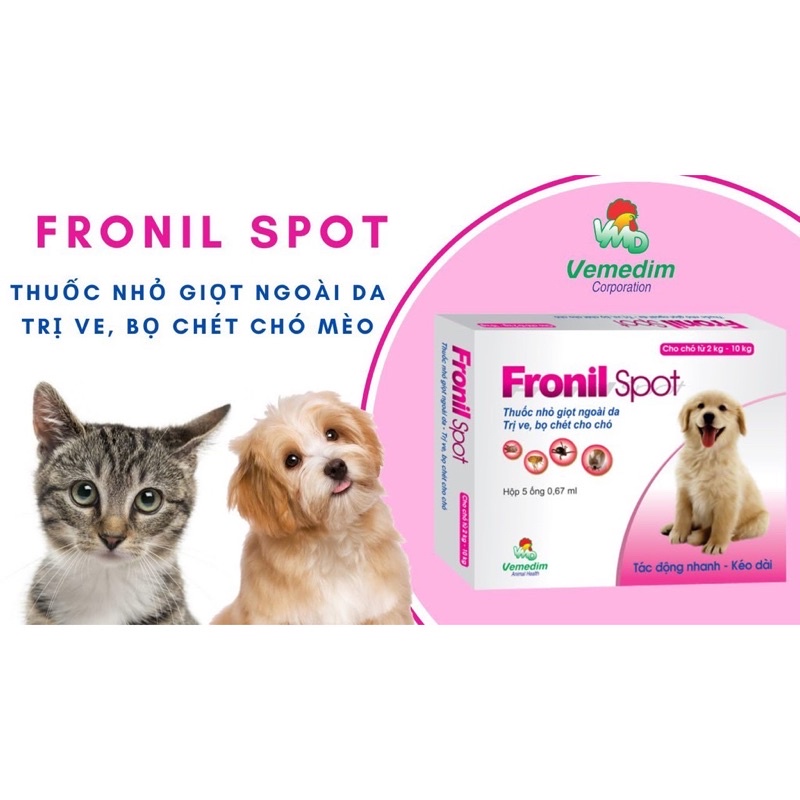 [CHÍNH HÃNG] 1 Hộp Nhỏ Gáy FRONIL SPOT Diệt Ve, Rận cho Chó Mèo | Vie PETSHOP