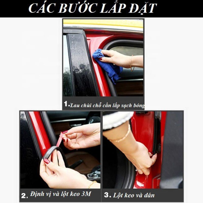 Gioăng chữ D cao su chống ồn ô tô dán viền xe tránh bám bụi