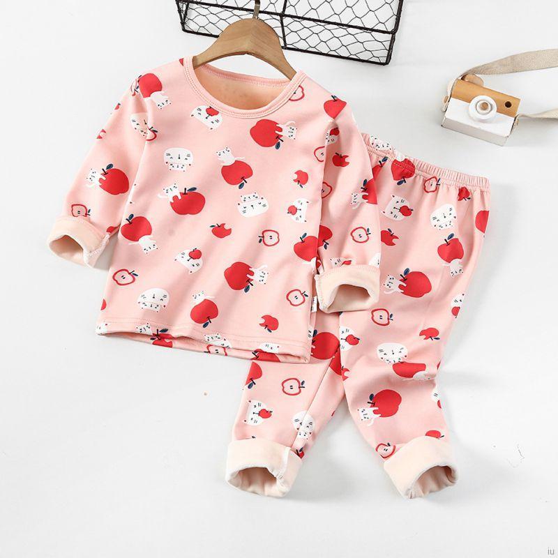 Bộ Đồ Ngủ Vải Cotton Dày Họa Tiết Động Vật Đáng Yêu Cho Bé