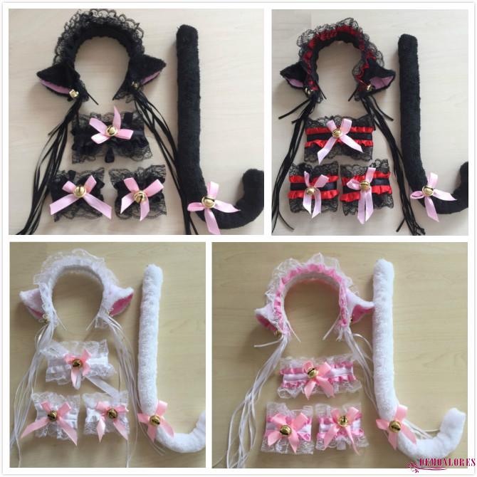 Trang phục cosplay anime tai mèo và đuôi làm quà tặng giáng sinh và tiệc Halloween cao cấp