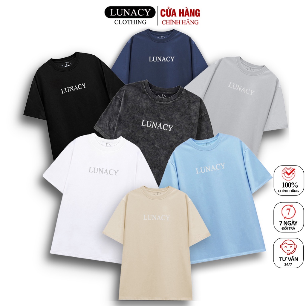 Áo thun tay lỡ 6 màu in LUNACY phản quang phông Unisex nam nữ Cotton oversize form rộng LUNACY