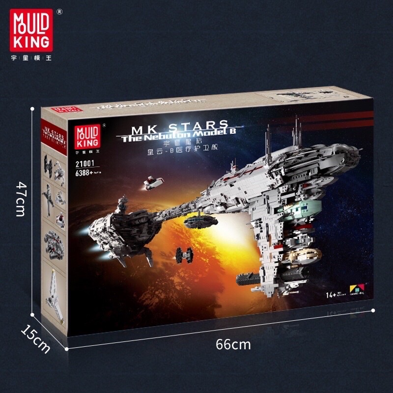 Xếp hình nonlego Star Wars Mould King 21001 Lắp Ráp Tàu Cứu Hộ Không Gian Nebulon B 6388 Mảnh