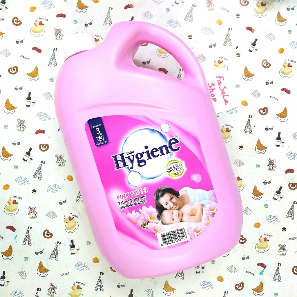 Xả vải HYGIENE Thái Lan can to 3500ml các màu xả làm mềm quần áo, thơm, hồng, đỏ, xanh, tím, trắng