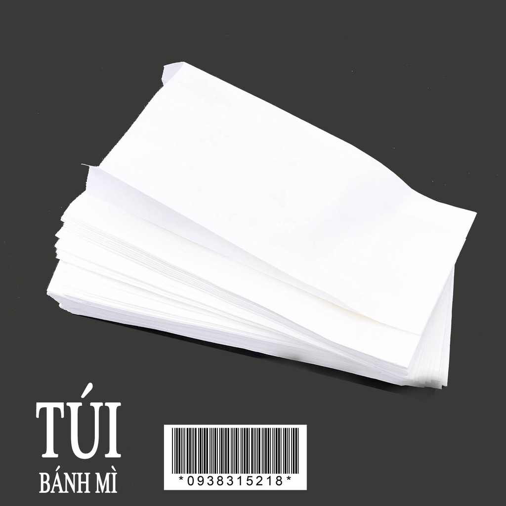 100 Túi bánh mì loại trơn màu trắng không họa tiết  240 x 100 x 40 mm bảo vệ môi trường giá rẻ