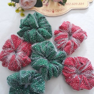 Buộc Tóc Scrunchies 2 Lớp Chấm Bi /Siêu Rẻ/ Mới Nhất 2020