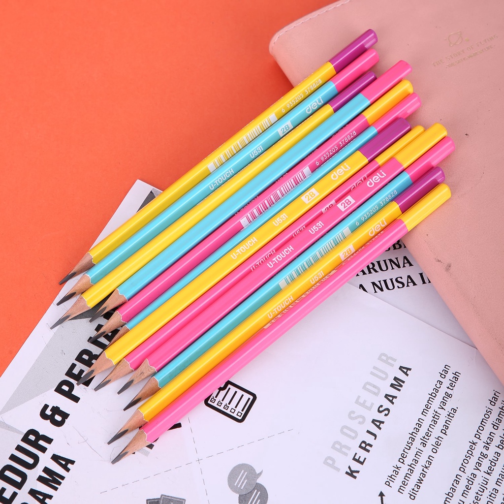 Hộp 12 cây bút chì graphite 2B độ đậm chuẩn, họa tiết graphiti phù hợp với học sinh, nhà trường, thi cử, máy chấm thi