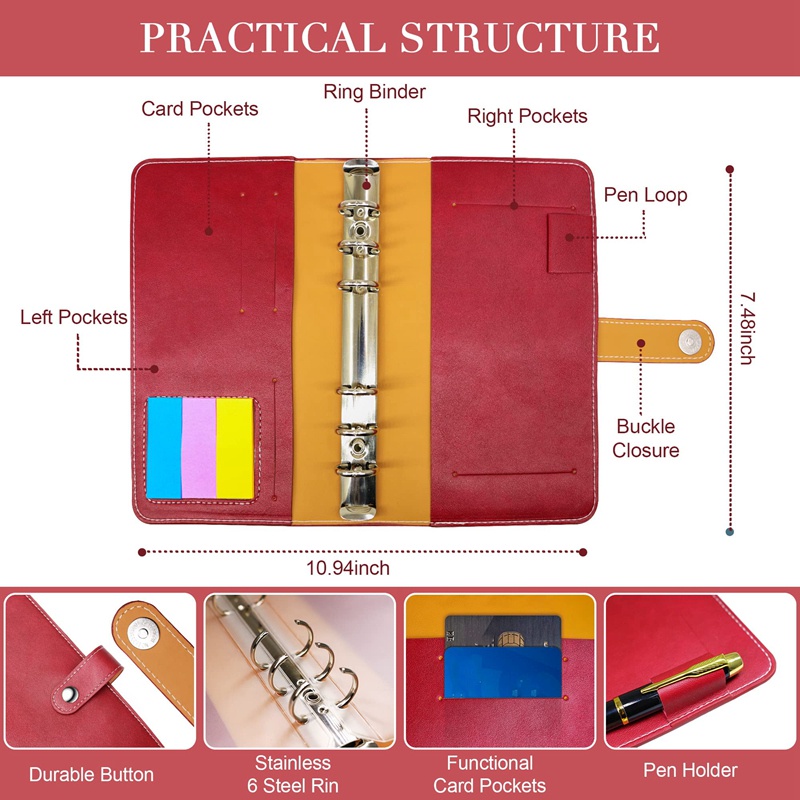 Sổ Tay Khổ A6 Có Túi Đựng Giấy Tờ Tiết Kiệm Tiền Tiện Lợi