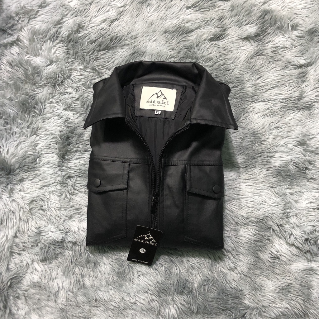 Áo khoác da nam lịch lãm phối túi TTGG1032