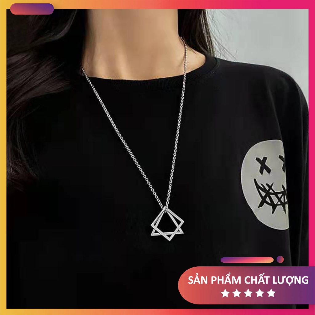 Dây chuyền nam nữ mặt hình tam giác, thép tintan siêu bền không gỉ