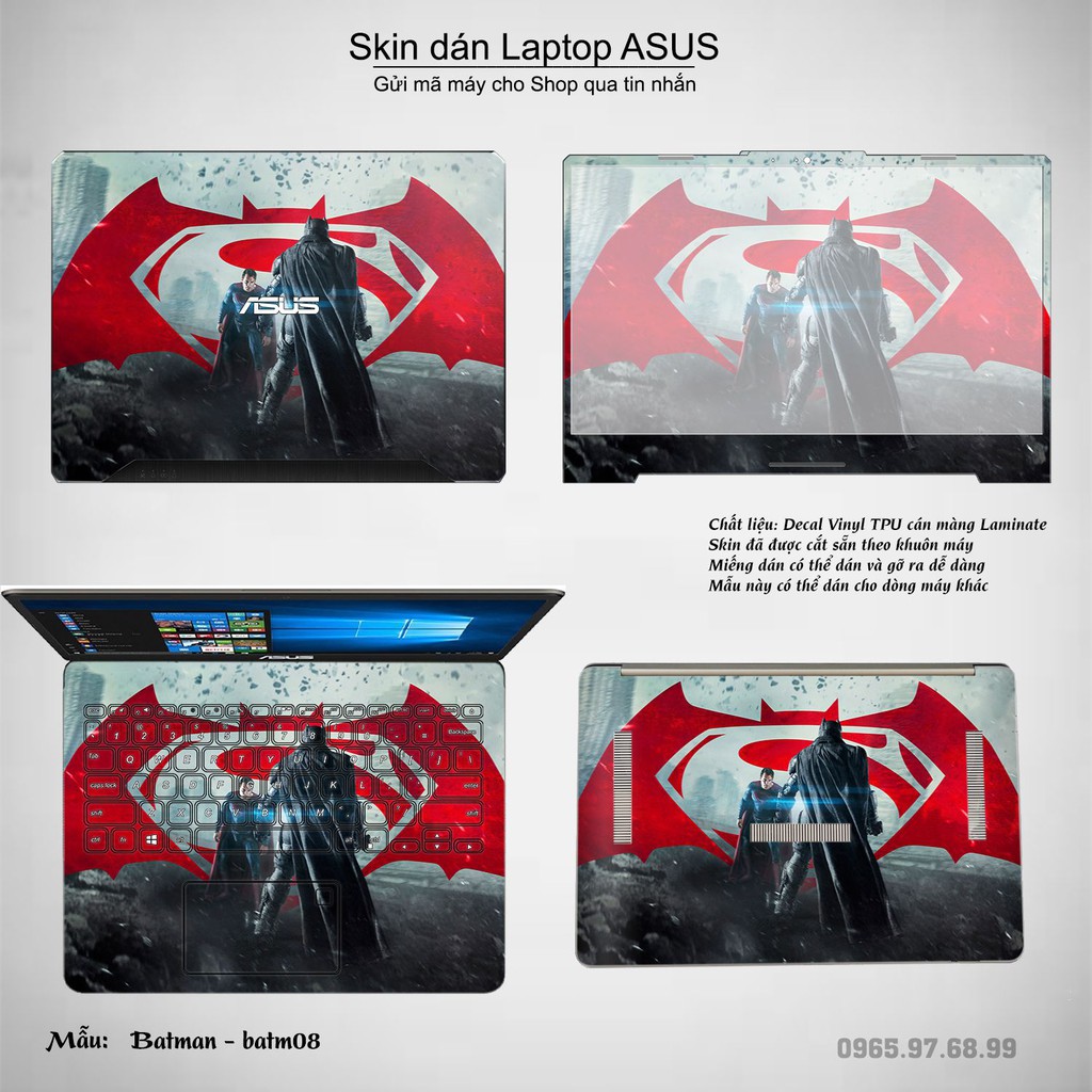 Skin dán Laptop Asus in hình Người dơi (inbox mã máy cho Shop)