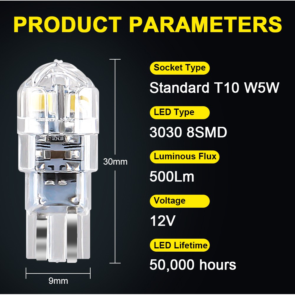 Đèn LED 8 Bóng W5W T10 194 168 3030 DC 12V 5W Cho Xe Hơi