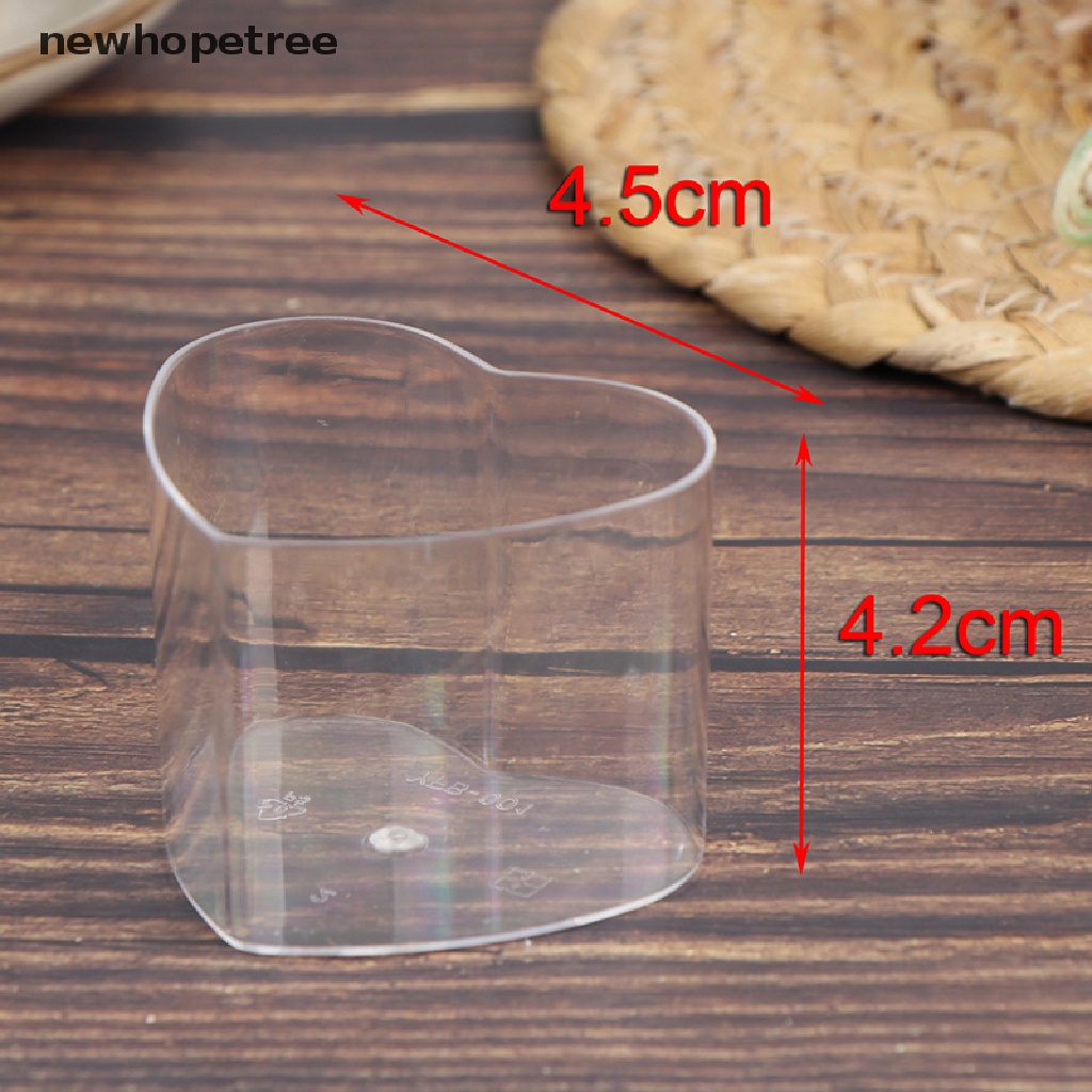 Bộ 12 Cốc Nhựa Đựng Món Tráng Miệng Mini Hình Trái Tim 70ml