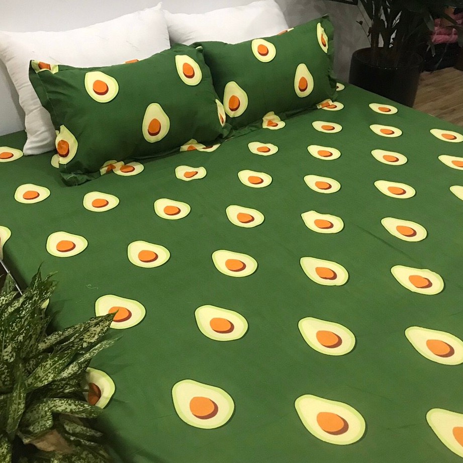 Bộ Ga gối Cotton Poly 3 Món Mẫu Quả Bơ