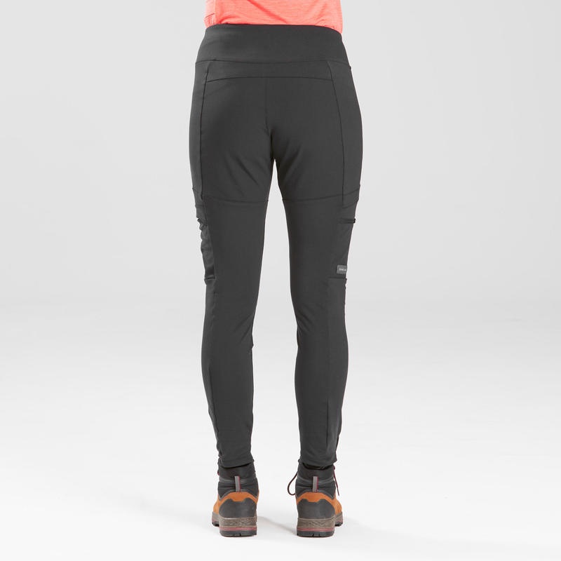 Quần legging nhiều túi vải gia cố đi trekking travel 500 cho nữ - đen Decathlon Forclaz